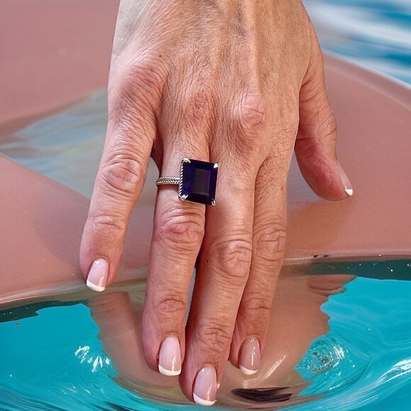 Natural Solitaire Sapphire Ring 6.5 14k W Gold 7 TCW Certified $3,150 310545 - Picture 7 of 15